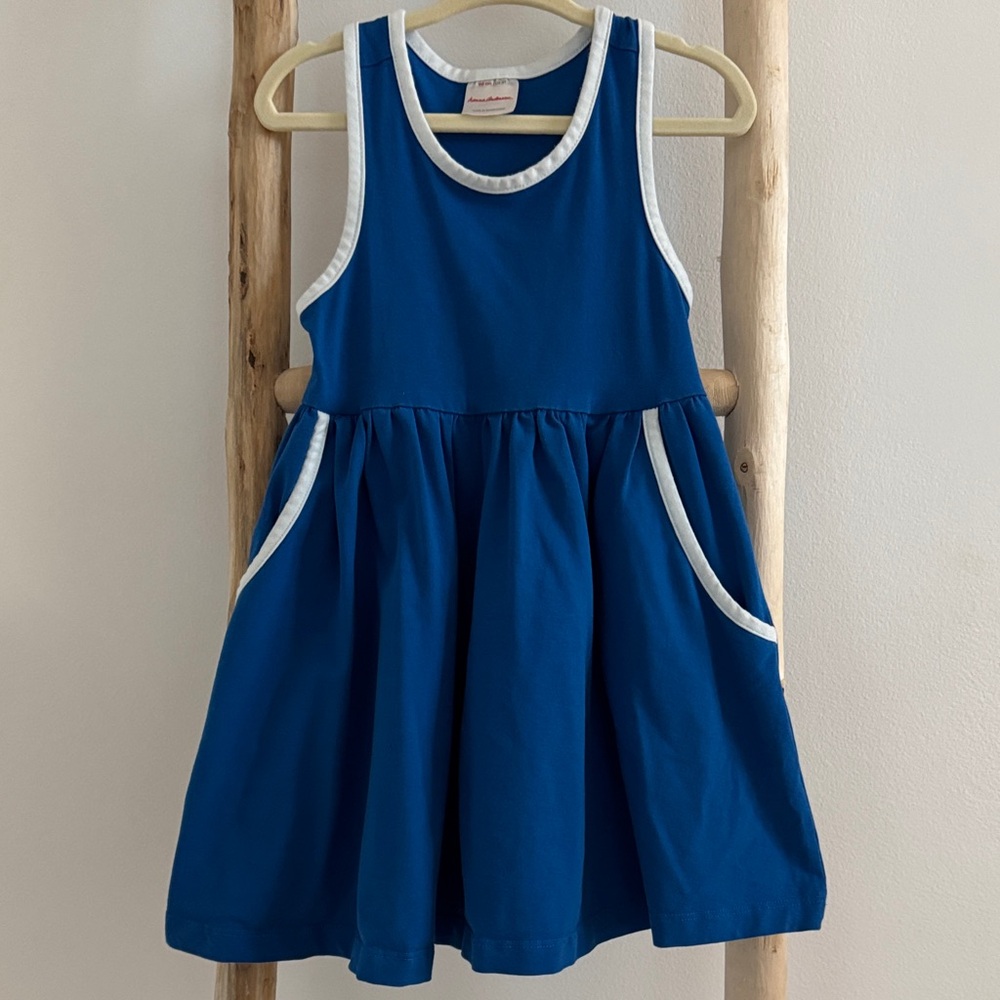 Hanna Andersson Blue Sleeveless Kids Dress with White Trim